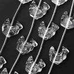 AAA Hand Carved Genuine Natural Rock Quartz Rooster Center Drilled Focal Beads