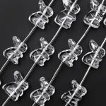 AAA Hand Carved Genuine Natural Rock Quartz Bunny Rabbit Center Drilled Focal Beads