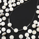 AAA Iridescent Hand Made Natural White Mother of Pearl Shell 8mm Coin Number Beads Choose from 10 Numeric Numbers