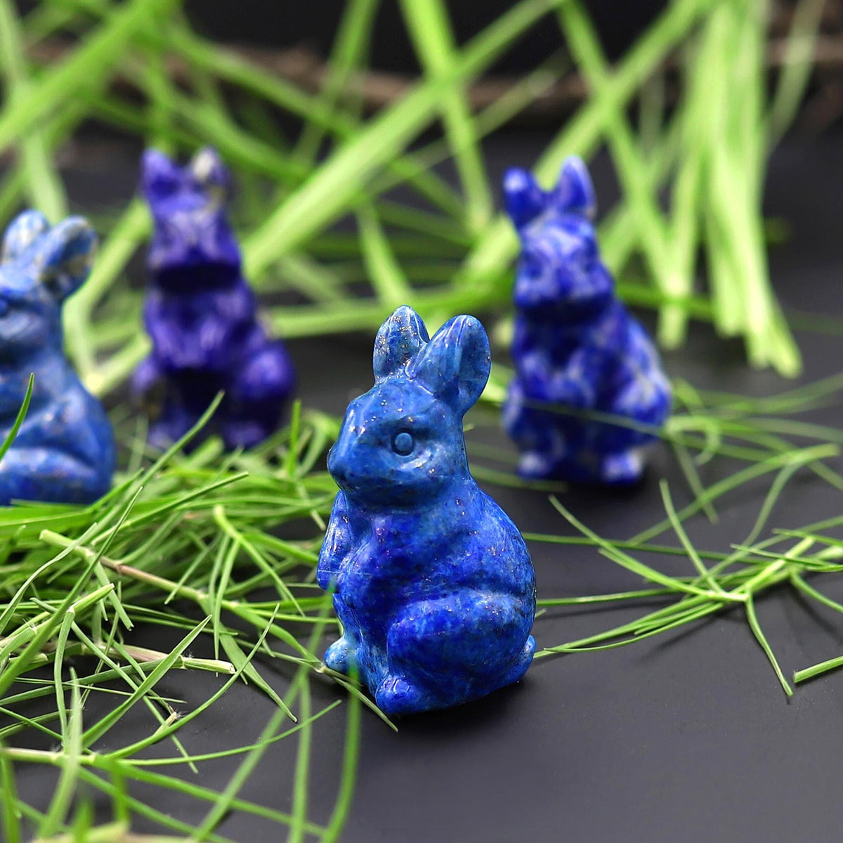 Hand-Carved Natural Blue Lapis Bunny Rabbit Figurine Crystal Miniature ...