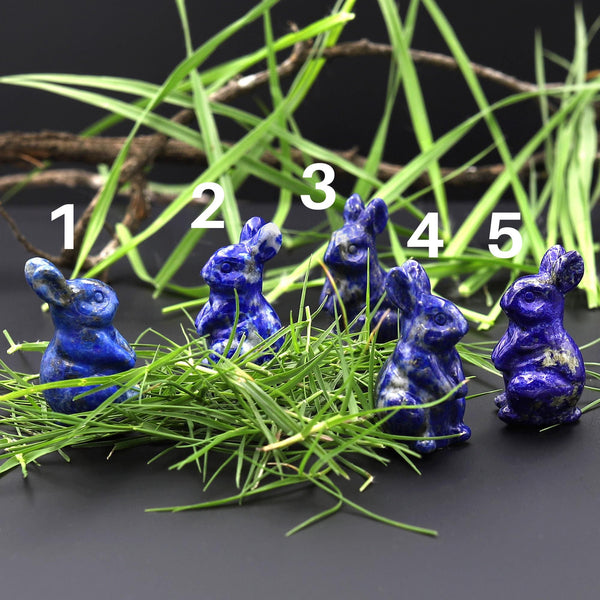 Hand-Carved Natural Blue Lapis Bunny Rabbit Figurine Crystal Miniature Choose Your Own Rabbit