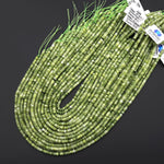Faceted Natural Mustard Green Jade 4mm Thin Rondelle Beads Gemstone 15.5" Strand
