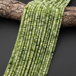 Faceted Natural Mustard Green Jade 4mm Thin Rondelle Beads Gemstone 15.5" Strand