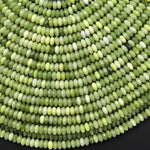 Faceted Natural Mustard Green Jade 4mm Thin Rondelle Beads Gemstone 15.5" Strand