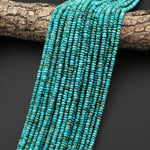 AAA Genuine Natural Blue Turquoise Faceted Thin Rondelle Saucer Beads Gemstone 15.5" Strand