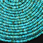 AAA Genuine Natural Blue Turquoise Faceted Thin Rondelle Saucer Beads Gemstone 15.5" Strand