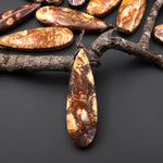Natural Bird's Eye Rhyolite Long Teardrop Pendant Earthy Mauve Red Brown Jasper From Mexico