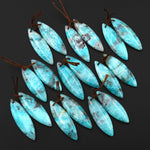 Natural Madagascar Blue Amazonite Marquise Leaf Shape Earring Drilled Matched Gemstone Bead Pair