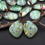 Natural Ruby Fuchsite Earring Pair Freeform Matched Gemstone Beads