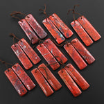 Rare Natural Sonora Sunrise Red Cuprite Rectangle Earring Pair Drilled Matched Gemstone Beads