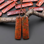 Rare Natural Sonora Sunrise Red Cuprite Rectangle Earring Pair Drilled Matched Gemstone Beads