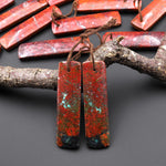Rare Natural Sonora Sunrise Red Cuprite Rectangle Earring Pair Drilled Matched Gemstone Beads