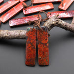 Rare Natural Sonora Sunrise Red Cuprite Rectangle Earring Pair Drilled Matched Gemstone Beads