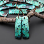 Rare Natural Green Blue Sonora Sunrise Cuprite Rectangle Earring Pair Drilled Matched Gemstone Beads