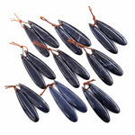 Rare Natural Midnight Dark Blue Onyx Teardrop Earring Pair Drilled Gemstone Matched Beads