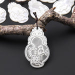 AAA Iridescent Carved Natural White Mother of Pearl Bird Ornament Amulet Pendant