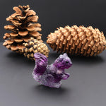 Hand-Carved Natural Fluorite Squirrel Figurine Crystal Miniature