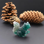 Hand-Carved Natural Fluorite Squirrel Figurine Crystal Miniature
