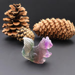 Hand-Carved Natural Fluorite Squirrel Figurine Crystal Miniature