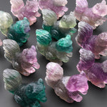 Hand-Carved Natural Fluorite Squirrel Figurine Crystal Miniature