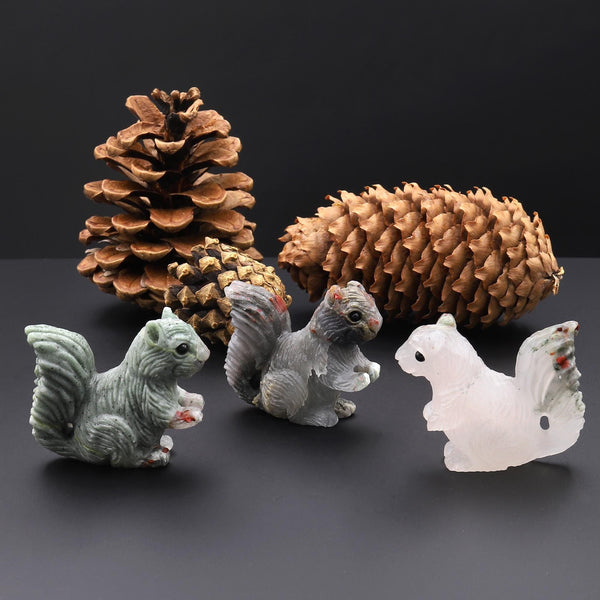 Hand-Carved Natural African Bloodstone Squirrel Figurine Crystal Miniature