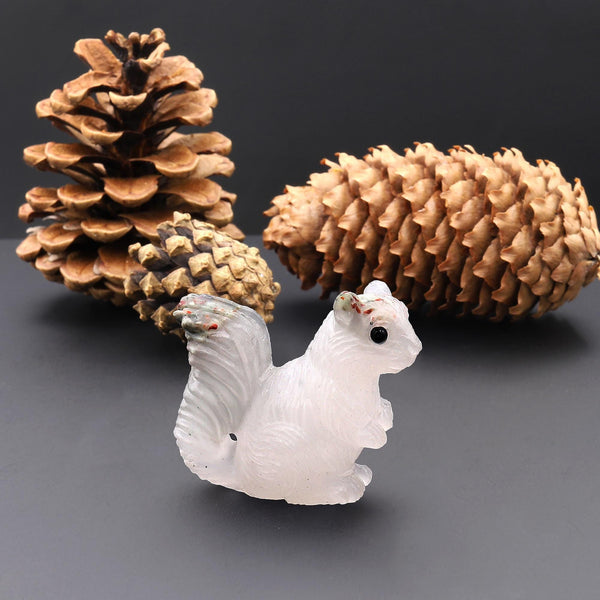 Hand-Carved Natural African Bloodstone Squirrel Figurine Crystal Miniature A1