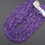 AAA Faceted Natural Purple Amethyst 4mm Rondelle Gemstone Beads 15.5" Strand