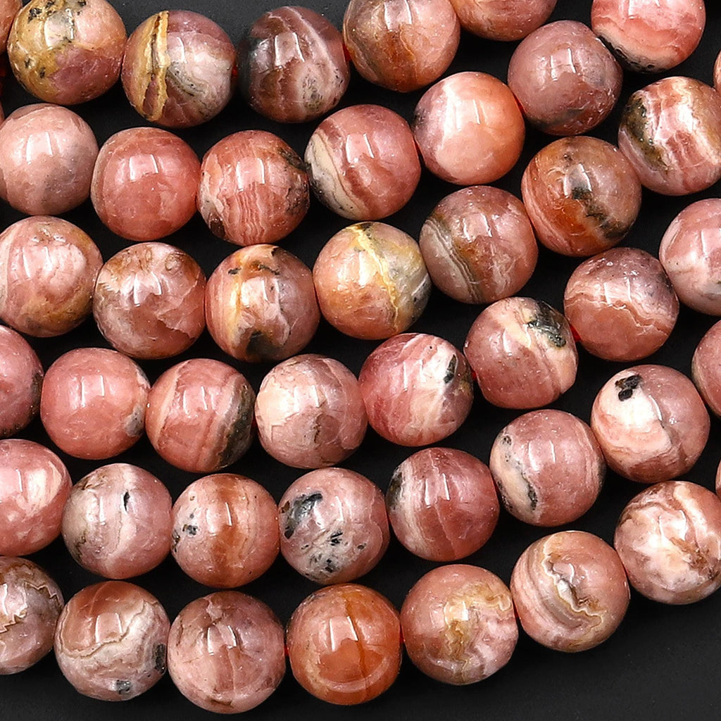 Natural Pink Rhodochrosite 4mm 5mm 6mm 7mm Smooth Round Beads 15.5" Strand