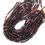 Multicolor Earthy Brown Dark Pink Forest Green Agate 6mm Smooth Round Beads 15.5" Strand