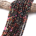 Multicolor Earthy Brown Dark Pink Forest Green Agate 6mm Smooth Round Beads 15.5" Strand