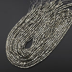 AAA Natural Iron Pyrite Faceted 4mm Cube Beads Diamond Cut Gemstone 15.5" Strand