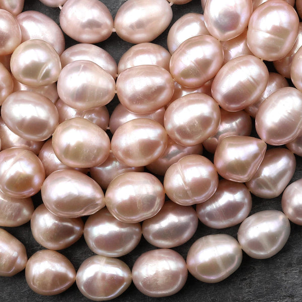 Large Genuine Natural Freshwater Powder Pink Potato Oval Pearl 15.5" Strand