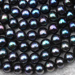 AAA Genuine Freshwater Black Peacock Pearl 9mm 10mm Round Beads 15.5" Strand
