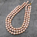 Genuine Natural Freshwater Golden Pink Peach Edison Round Pearl Ming Fireball Flameball 10mm 12mm 15.5" Strand