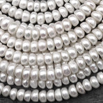 Genuine White Freshwater Pearl 8mm Rondelle Pearl Shimmery Iridescent Classic White Pearl 15.5" Strand