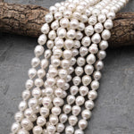 Genuine Natural White 10mm 12mm Teardrop Pearl Good For Earrings Vertically Drilled 15.5" Strand