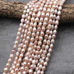 Genuine Natural Freshwater Pink Potato Oval Nugget Pearl 15.5" Strand
