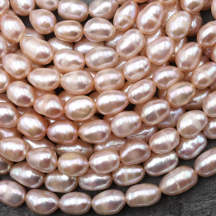 Genuine Natural Freshwater Pink Potato Oval Nugget Pearl 15.5" Strand