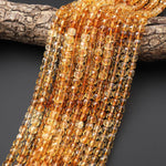 AAA Natural Golden Citrine Faceted 6mm Cube Gemstone Beads 15.5" Strand