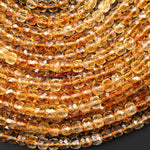 AAA Natural Golden Citrine Faceted 6mm Cube Gemstone Beads 15.5" Strand