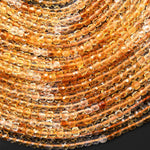 AAA Natural Golden Citrine Faceted 4mm Cube Gemstone Beads 15.5" Strand