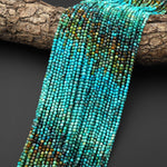 Genuine Natural Turquoise 2mm Faceted Round Beads Multicolor Blue Green Brown Gradient Ombre 15.5" Strand