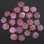Natural Red Ruby Hexagon Flat Slice Drilled Matched Gemstone Beads Pair