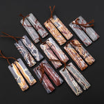 Natural Sonora Dendritic Rhyolite Jasper Long Rectangle Earring Drilled Gemstone Matched Beads Pair From Mexico