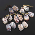 Natural Sonora Dendritic Rhyolite Jasper Freeform Organic Shape Earring Drilled Gemstone Matched Beads Pair From Mexico