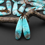 Natural Madagascar Blue Amazonite Teardrop Earring Drilled Matched Gemstone Bead Pair
