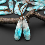 Natural Madagascar Blue Amazonite Teardrop Earring Drilled Matched Gemstone Bead Pair