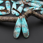 Natural Madagascar Blue Amazonite Teardrop Earring Drilled Matched Gemstone Bead Pair