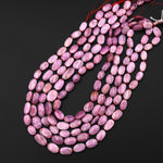 Genuine Natural Pink Ruby Smooth Oval Gemstone Beads 15.5" Strand
