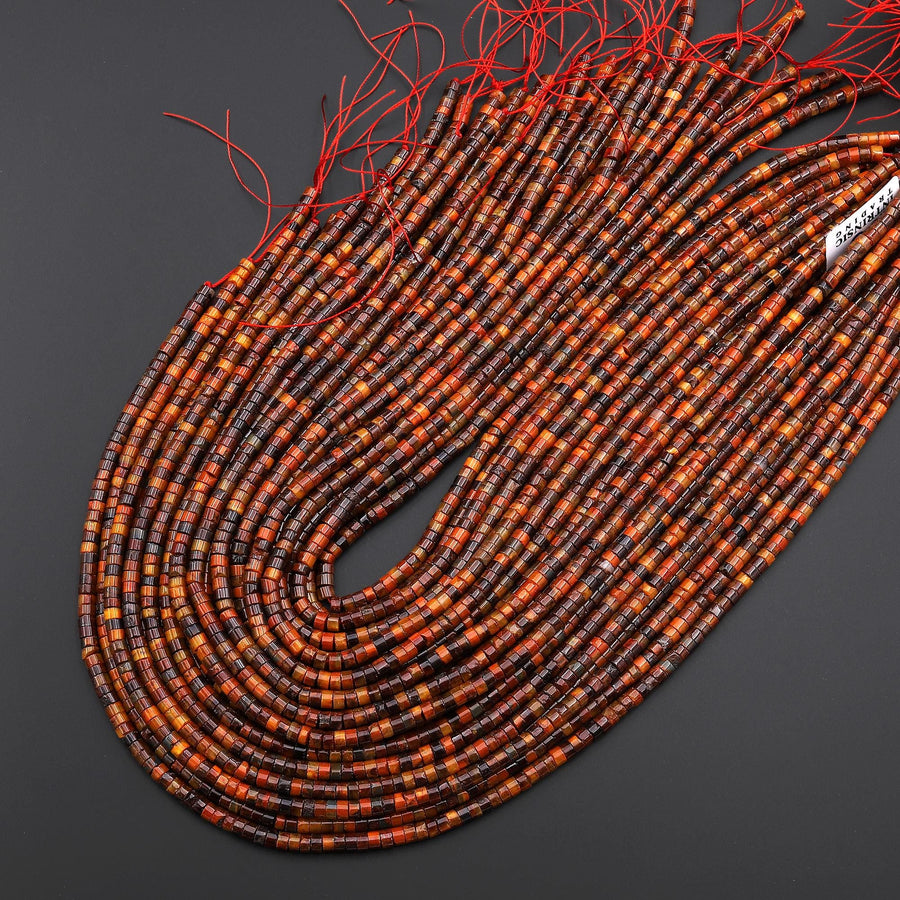 Rare Natural Red Tiger's Eye 4mm Heishi Beads 15.5" Strand
